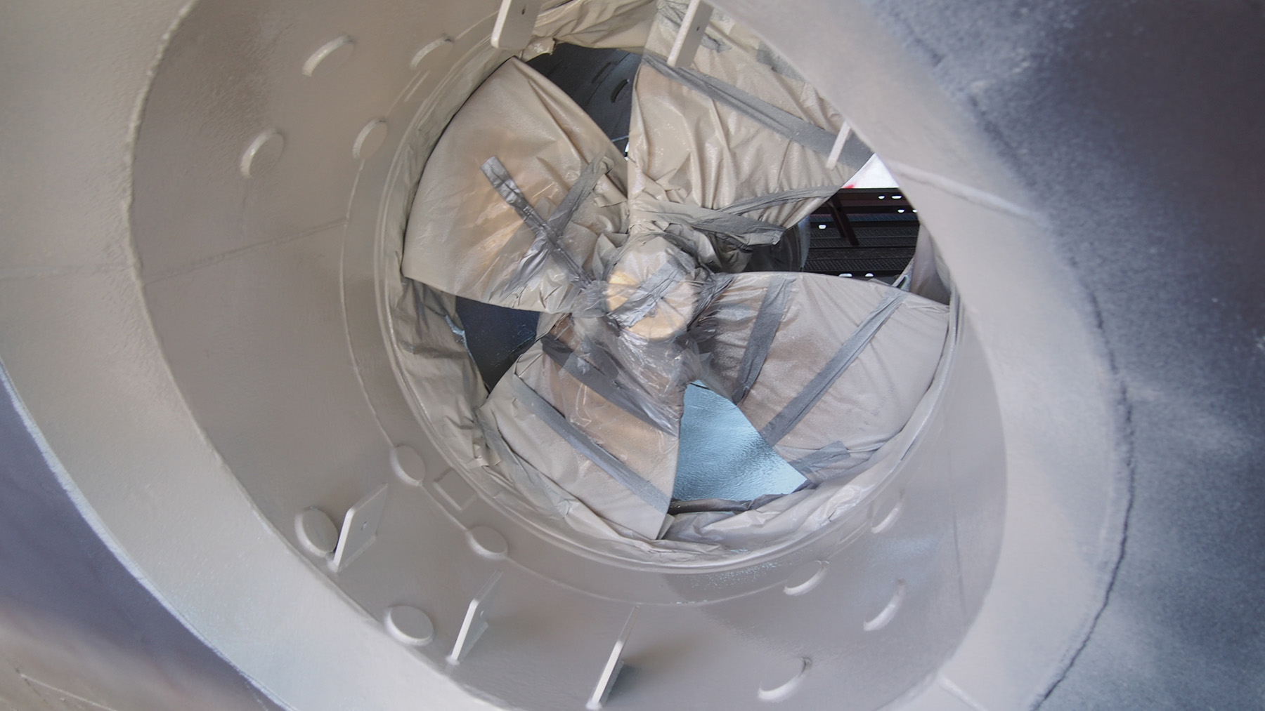 The thruster tunnel was coated with Ecoshield which is specifically designed to protect running gear.