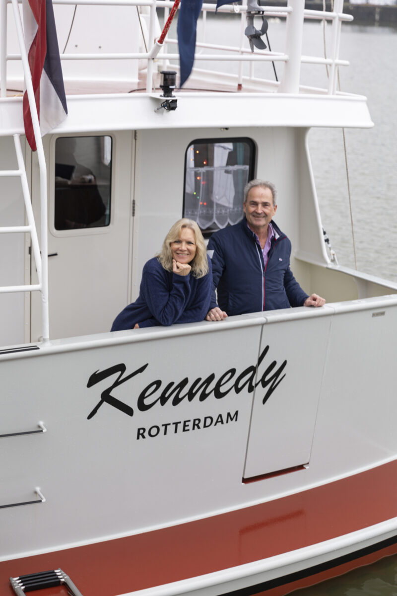 Gerarda and Marinus Scherpenisse on their trawler Kennedy in Antwerp