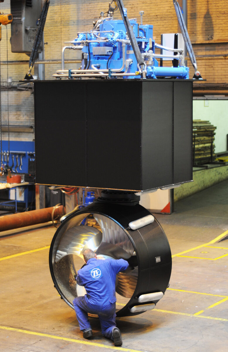 At ZF Marine coating thruster with Ecoshield